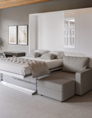 MurphySofa Float Clean - Sectional sofa murphy bed open over sofa