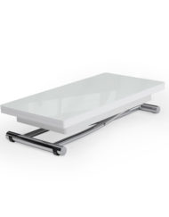 Transforming Table 4 in glossy white with chrome legs - convertible coffee table