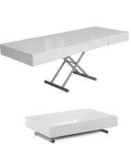 Box Coffee table convertible space saving extending dinner table in white gloss finish - seats 12