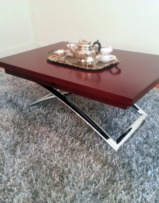 Expand Coffee Table in cherry wood folds and converts into a larger table - expandfurniture.com