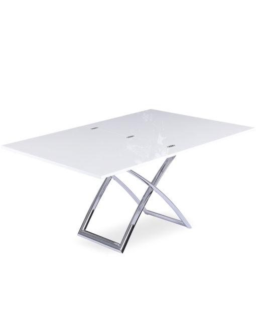Expand Table in glossy white with hydraulic lift coffee dinner table transformer