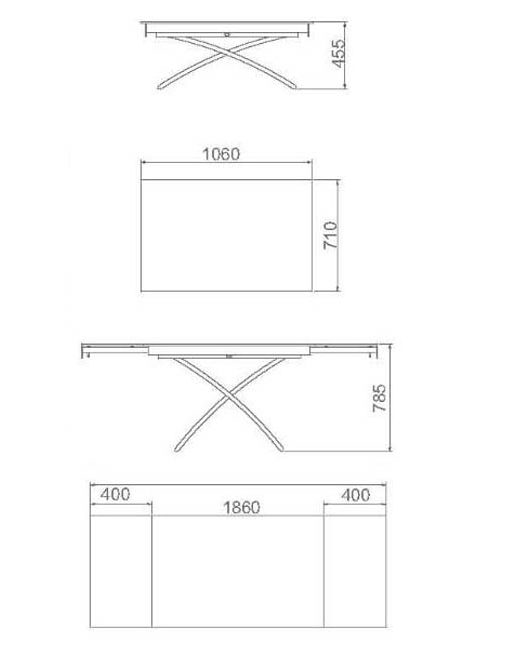 Extending Glass table - mm dimensions