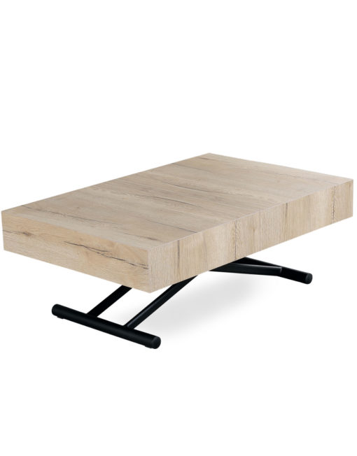 Grano Box coffee table with black legs - Coffee dinner table transformer for apartment expanding furniture