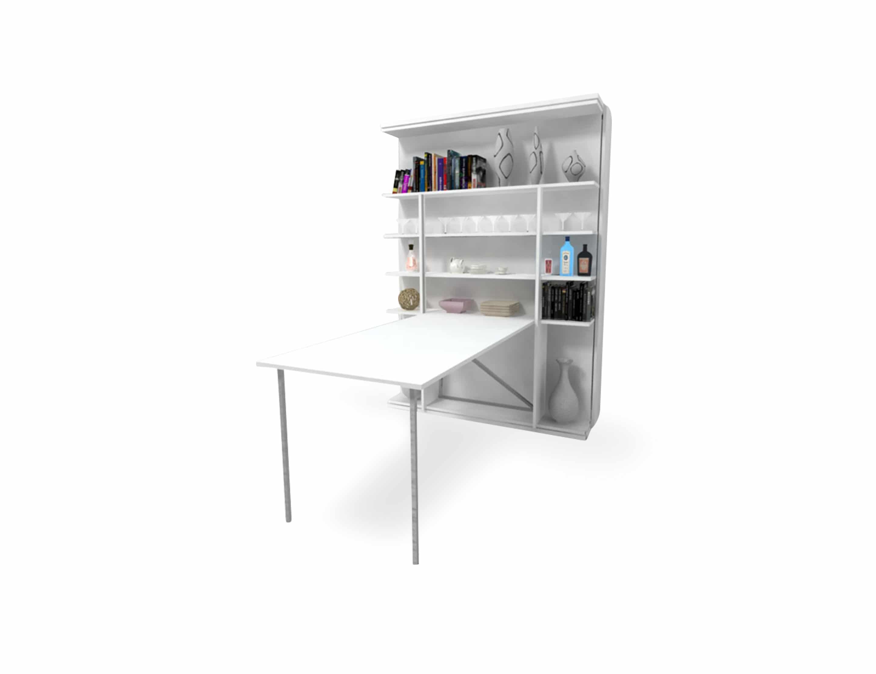 Revolving Bookcase Italian Wall Bed, Multi Tier Bookcase With Fold Down Desktop