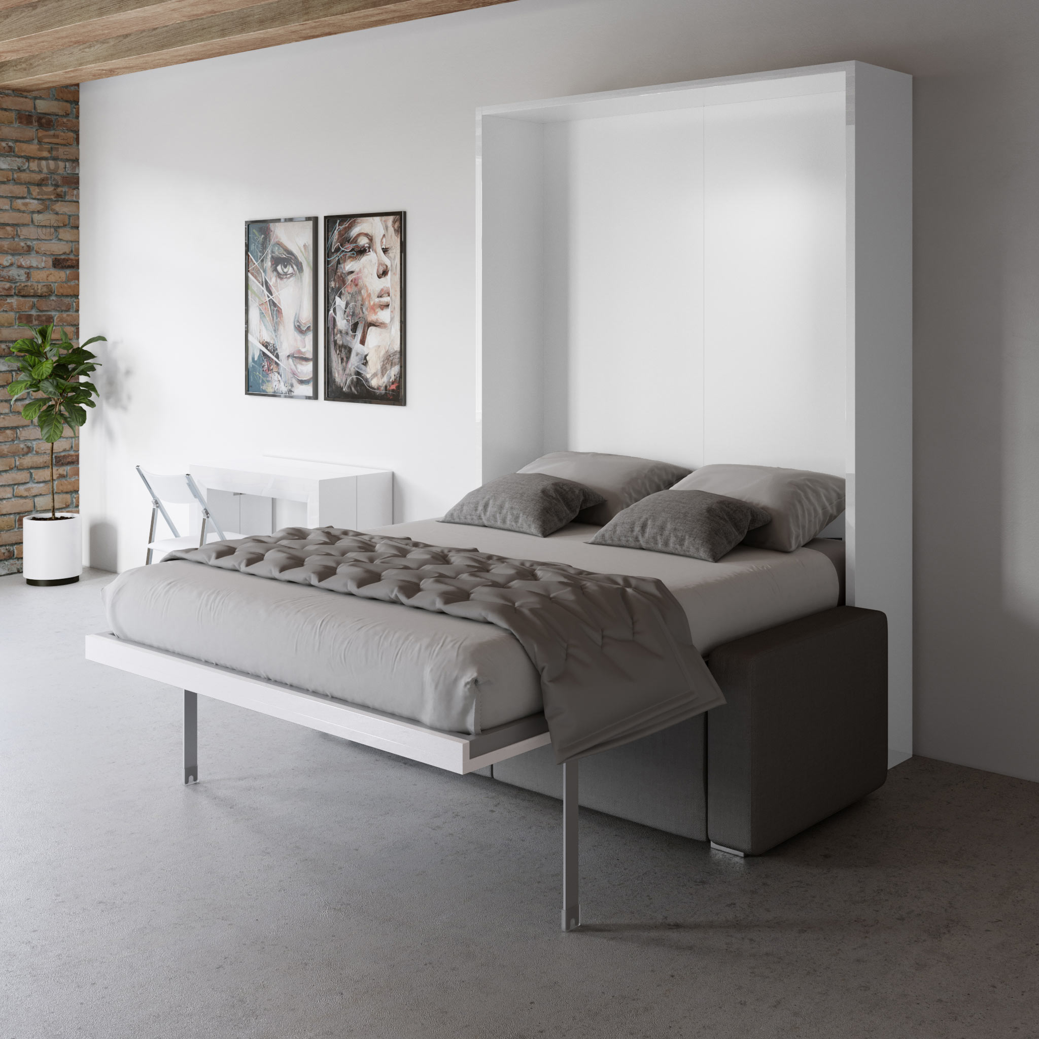 Sofa Murphy Bed Combo Horizontal Inline Murphy Bed And