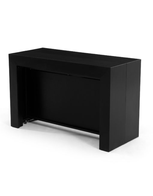 Tiny Titan V3 Compacted console table expands to seat 18 in black wood wb