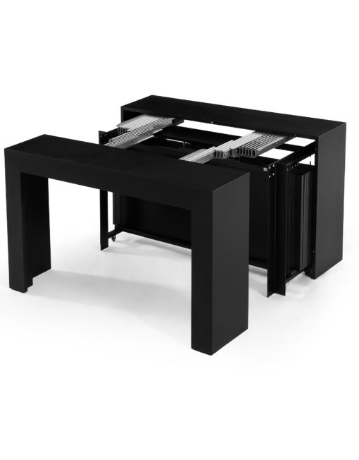 Tiny Titan V3 expanding console to kitchen dinner table with storage extensions in black - wb