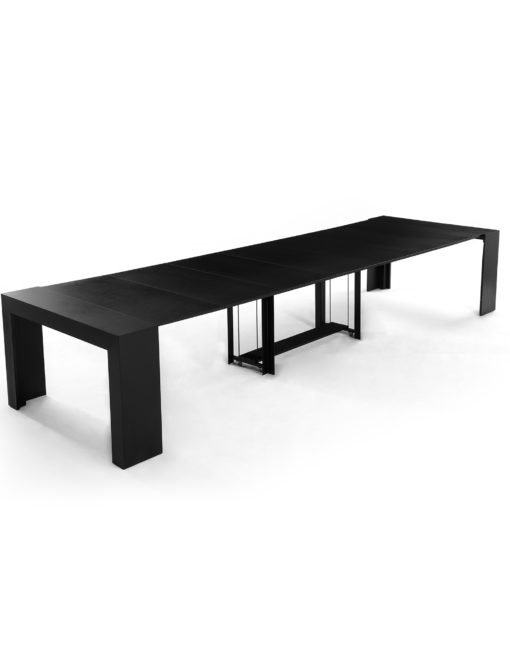 Tiny Titan V3 extending black wood kitchen table opened up wb