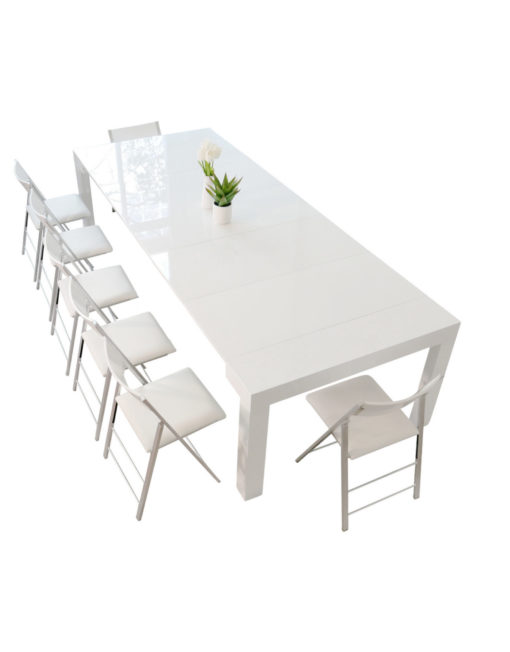 Tiny Titan expanding transforming extenable kitchen table in white gloss