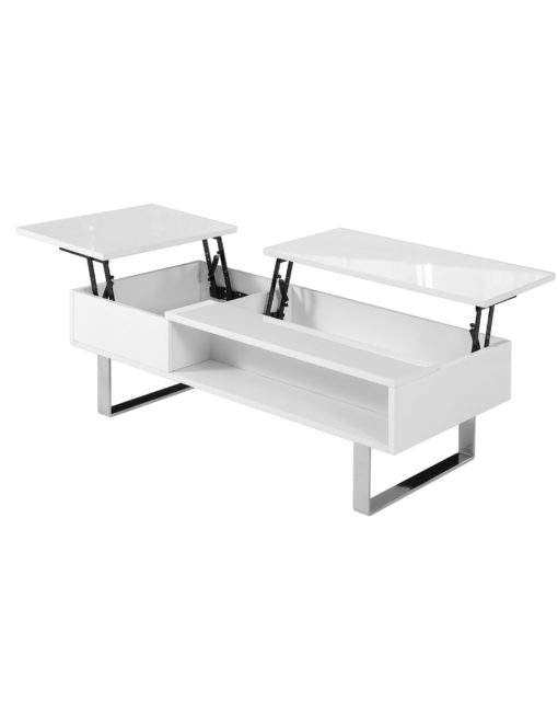 Occam-Left-glossy-white-dual-open-storage-lift-table-with-chrome-leg