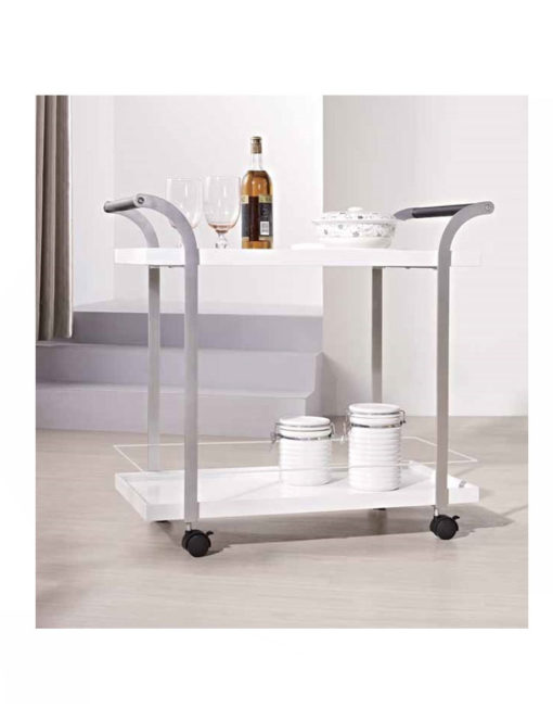 Motion-Tea-trolley-cart-in-Glossy-white-and-silver1
