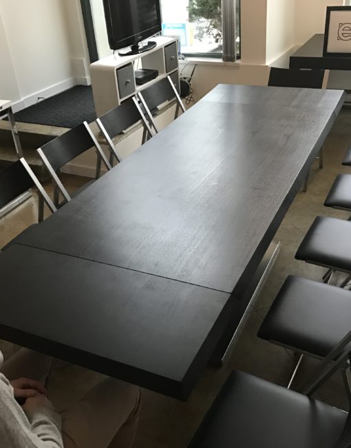 Monolith large black wood extendable table for office or home