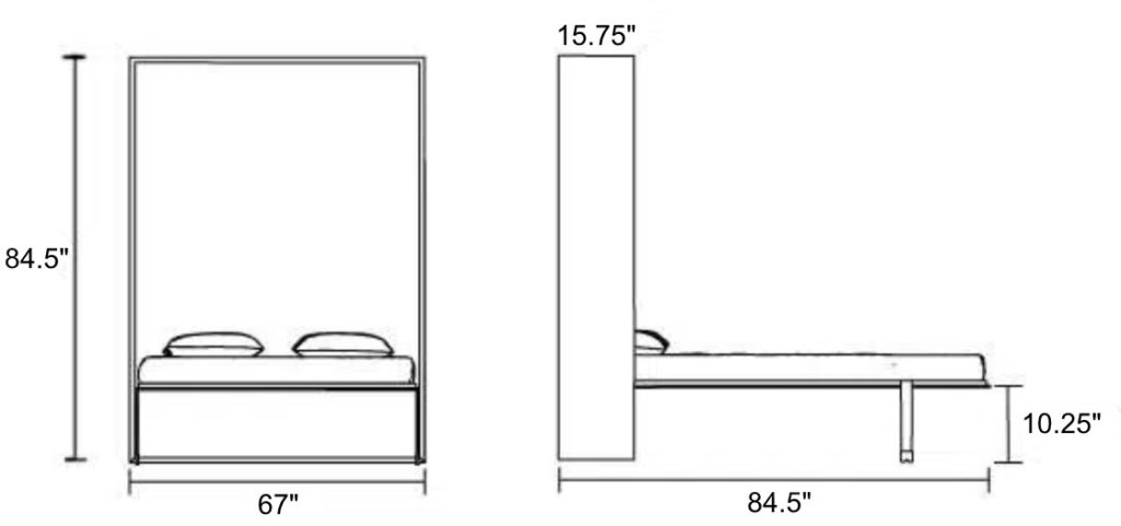 Hover Queen wall bed dimensions
