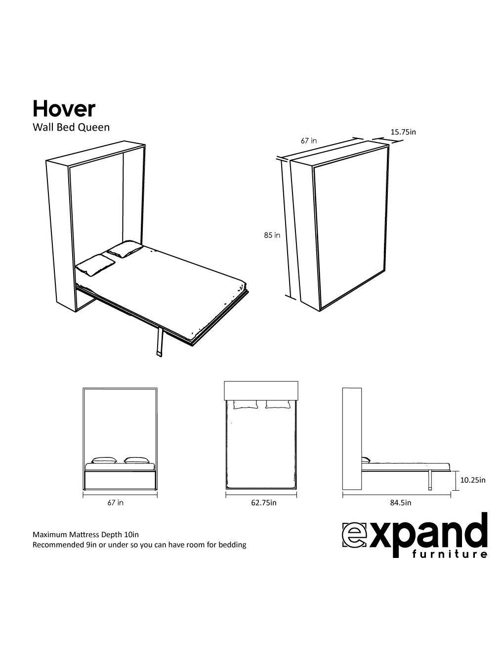 Hover - Compact Wall Bed Queen Size | Expand Furniture ...