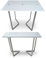 Transforming expanding table counter height white