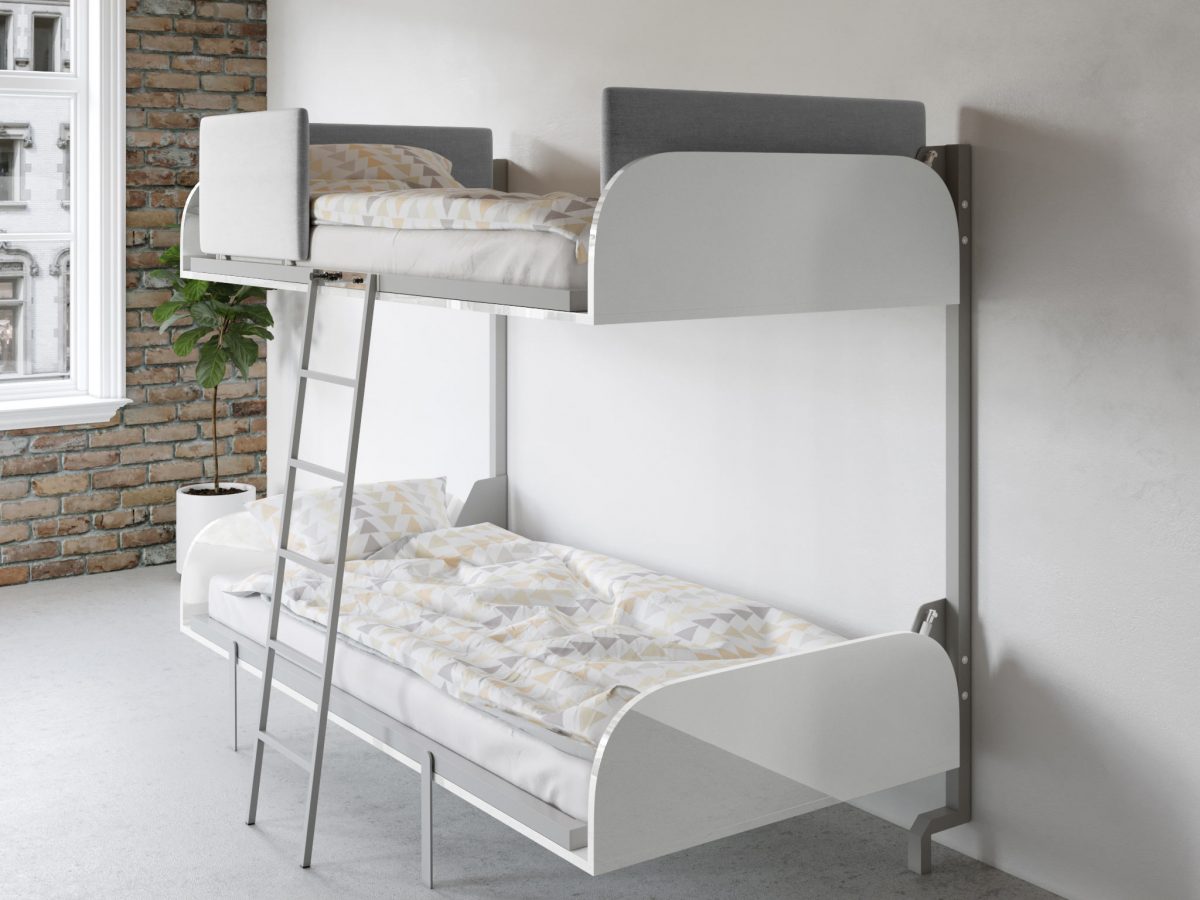 Compact Fold Away Wall Bunk Beds, Bunk Bed And Mattress Bundle