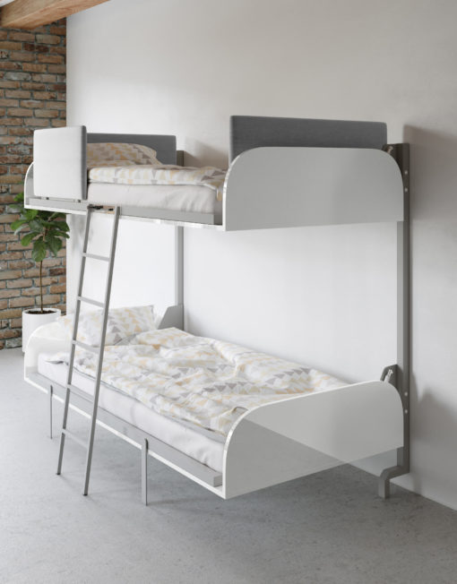 Hover-Bunk-Beds-in-Glossy-white-open-folding-wall-bed