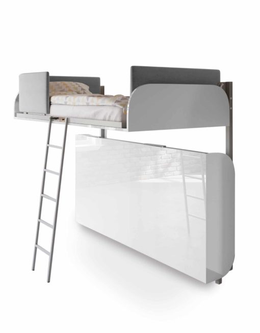 Hover-Bunk-Beds-in-glossy-white-half-opened-bunk