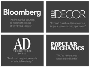 Expand Furniture, featured by Mashable, Decor and other new outlets for our innovative couches, sofas, tables and chairs that fold up and collapse