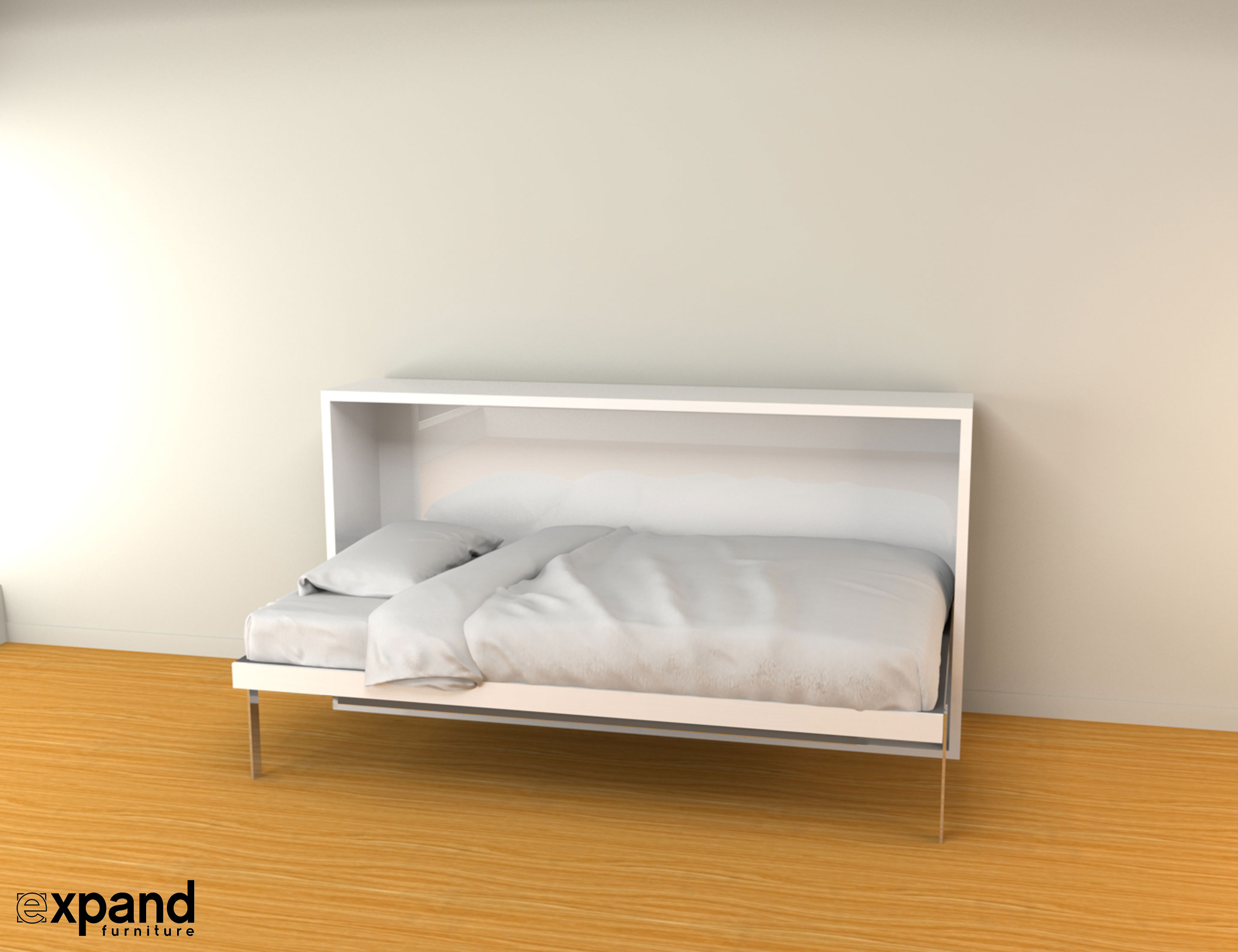 Hover Twin Horizontal Wall Bed For Apartments Open As A Comfy Bed 
