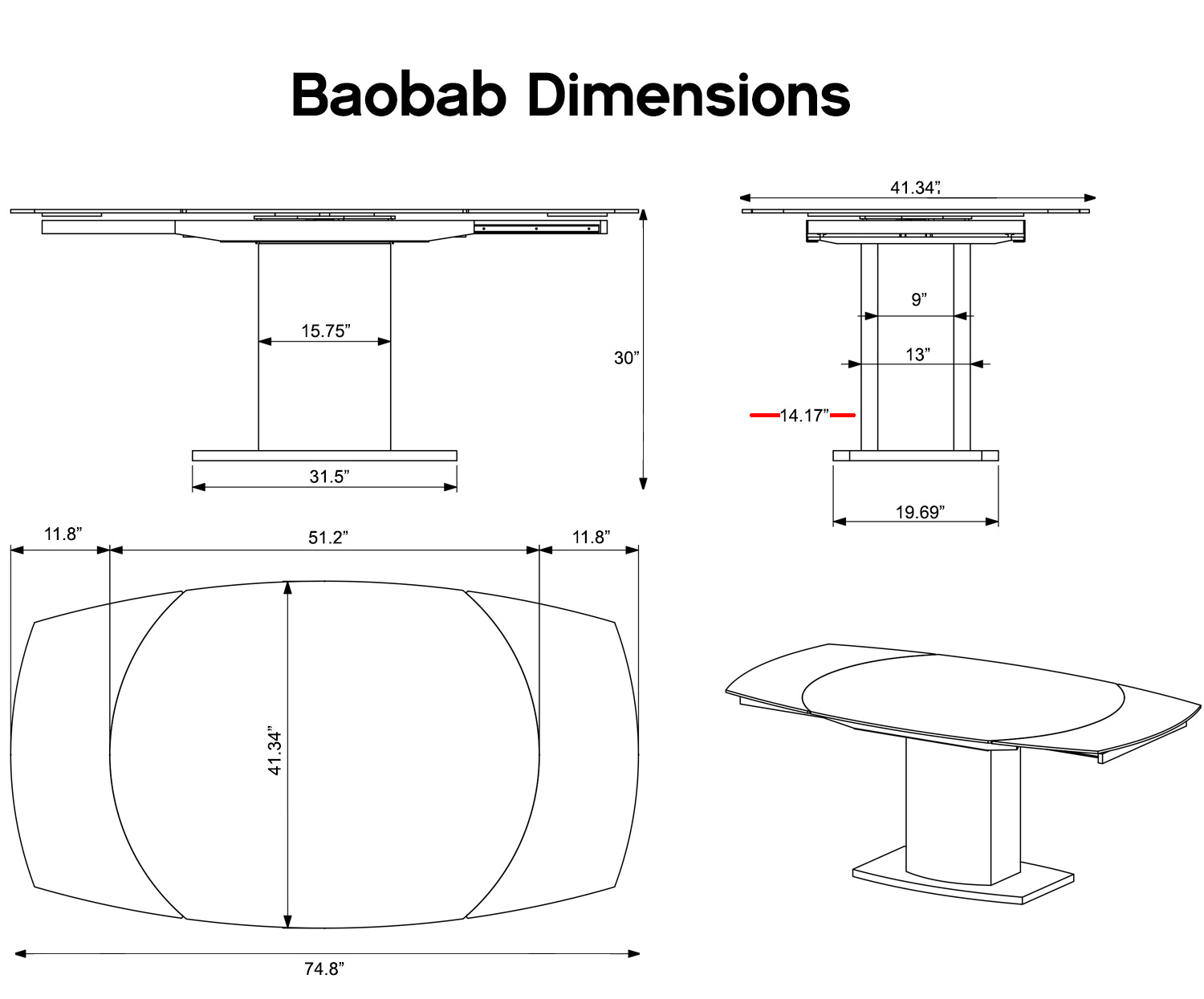 Baobab Oval Glass White Extendable Kitchen Table