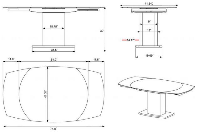 Baobab round expanding table dimensions