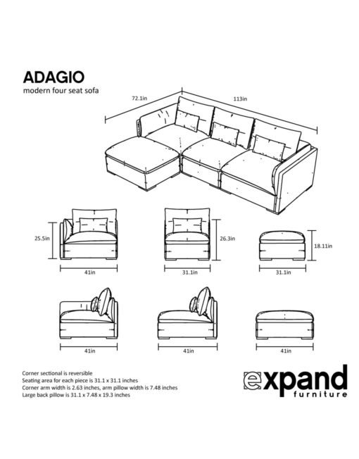 Adagio: Luxury Sectional Modular Sofa Set of 4 | Expand ...