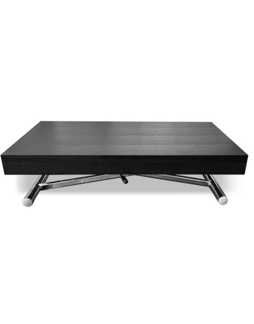 Alzare-coffee-table-that-is-height-adjustable-into-a-square-dinner-table-in-black-wood-finish-with-chrome-legs