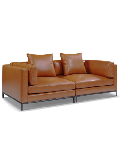 Mid century modern leather sofa for apartments - Migliore 100% leather