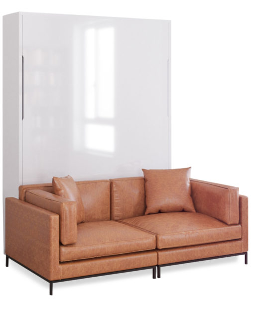 MurphySofa-Migliore-2-seat-sofa-system-in-leather-brown-with-glossy-white-wall-bed
