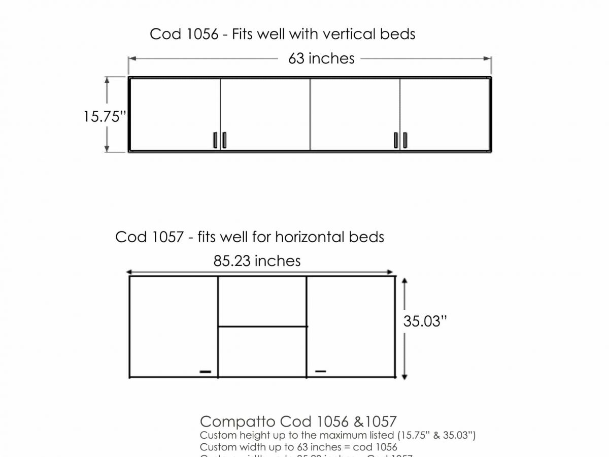 compatto horizontal wall bed over sofa