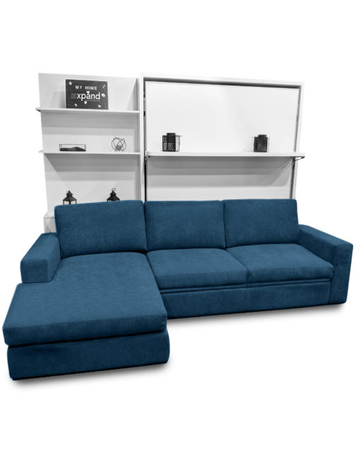 compatto blue c19 sectional sofa - white murphy bed over sofa