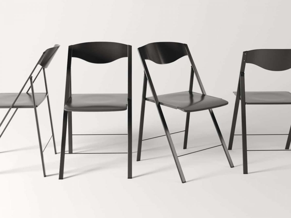 matte black folding chairs