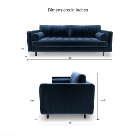 Scandormi Modern Sofa: Navy Blue mid-century tufted couch - Expand ...