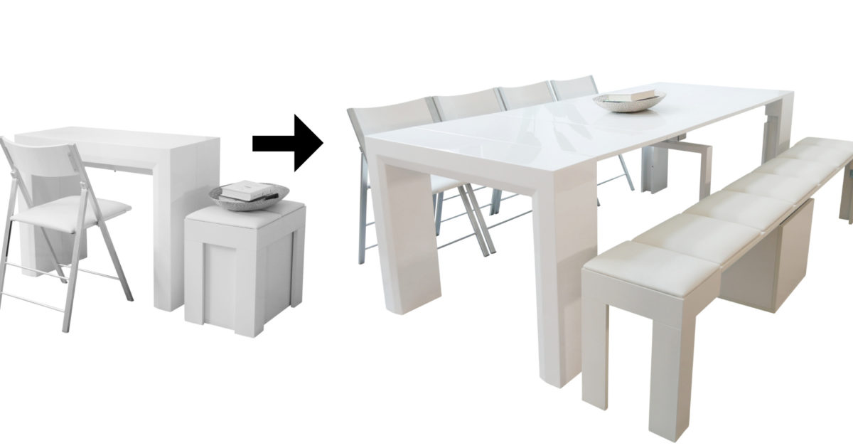 Ultimate Space Saving Dining Table Set, Expandable Console Dining Table