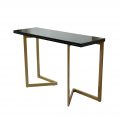 black gloss with gold legs flip console to dinner table