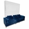 MurphySofa white glossy King wall bed with Modular Migliore Large sofa in Navy Blue