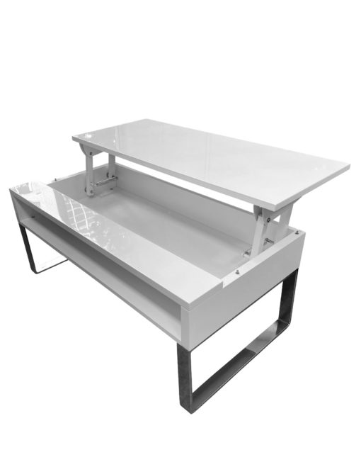Boost-XL- Extra large storage table with lifting top in glossy white