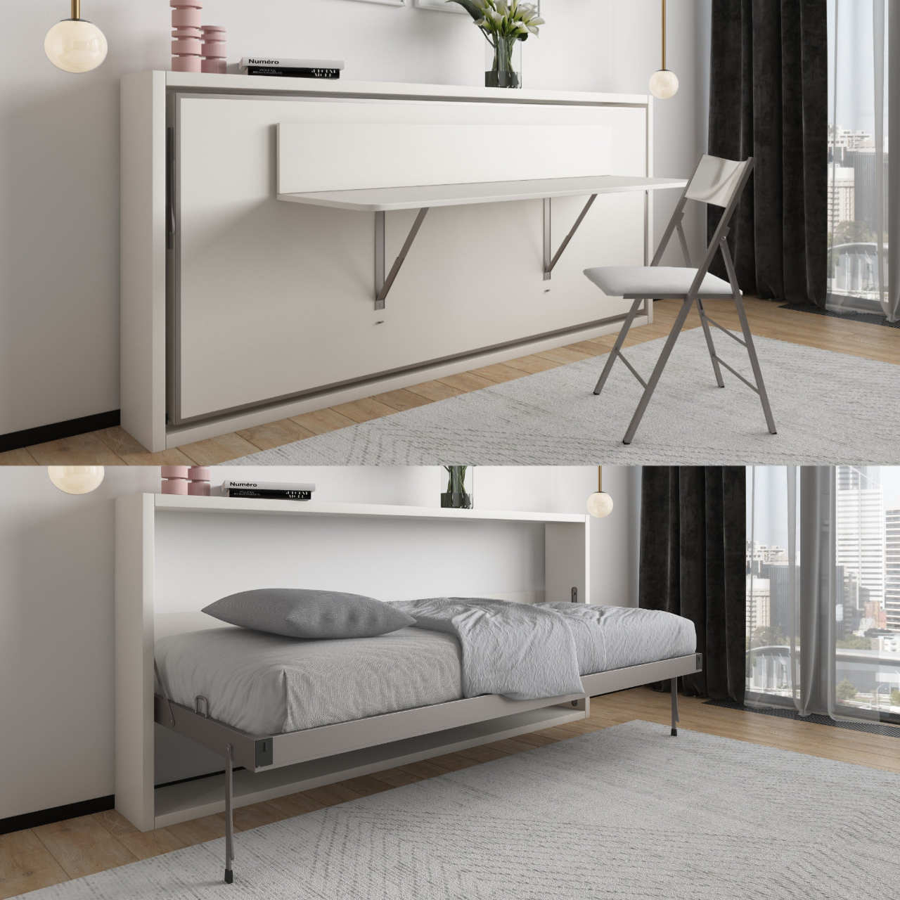 Horizontal Twin Murphy Bed With Desk | vlr.eng.br