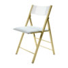 nano folding chair in white gloss with gold legs