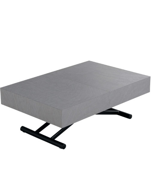 Box Coffee expanding dinner table in concrete texture finish with black legs