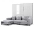MurphySofa Migliore sectional grey fabric couch combined with murphy bed in glossy white