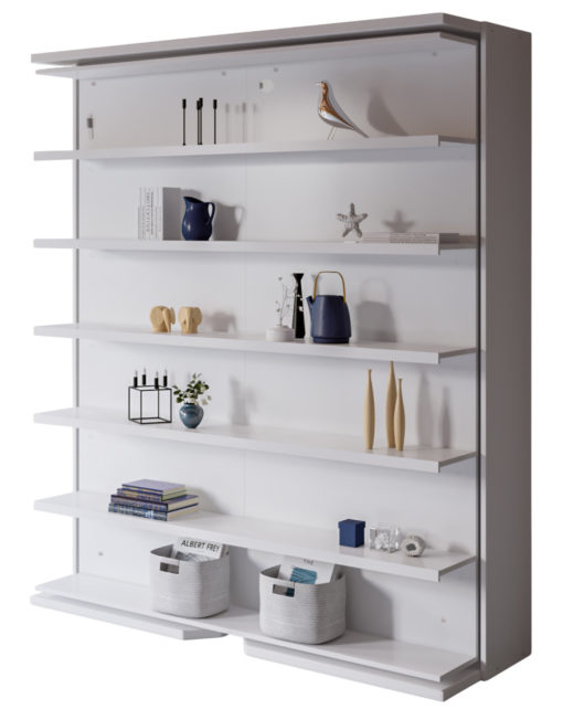 Compatto LMG revolving Shelf wall bed in Bianco white with decorative shelving