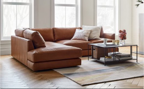 Brown leather modular sofa set
