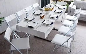 Expandable Space-Saving Dinner Table And Chairs For Sale In Dallas