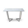 Counter-Height-Flip-Expanding-table in white gloss with silver legs