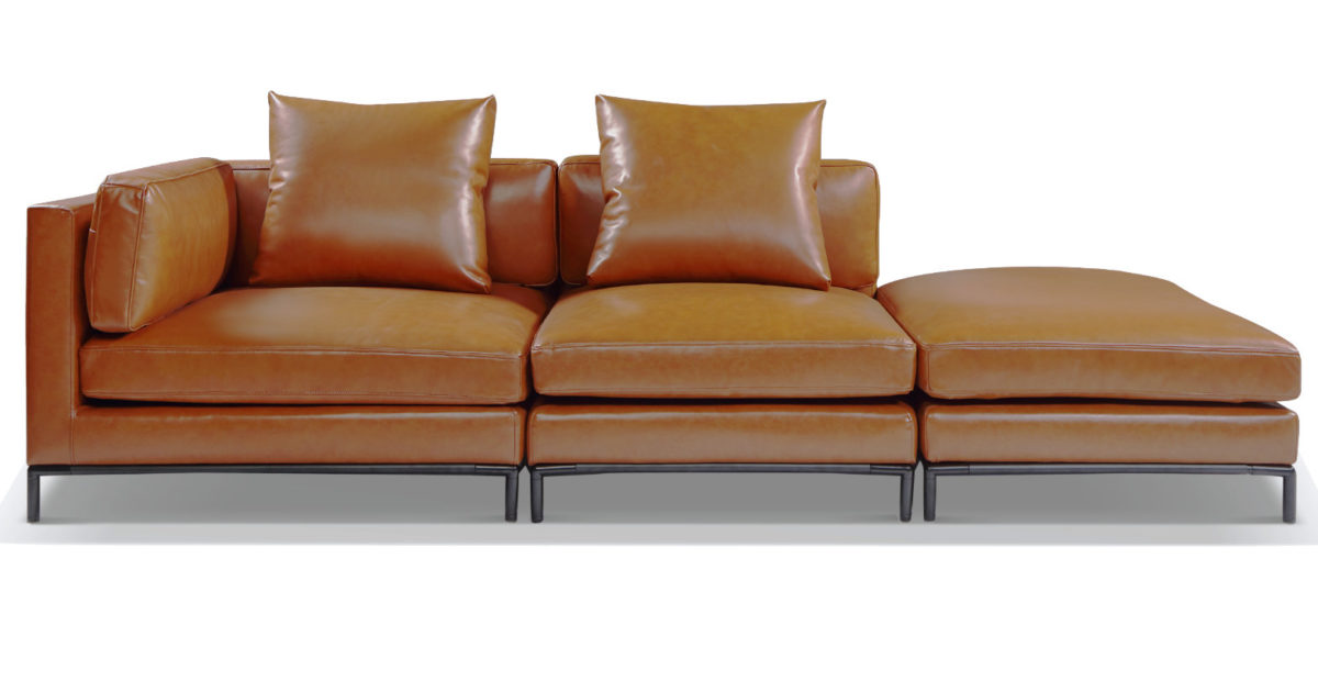 Modern Designed Curvy-Back Support Sumptuous Leather Sofa Set –