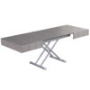 Outdoor box coffee convertible dinner table in grey panel with silver legs - outdoor waterproof table