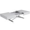 Outdoor box coffee table in flat white with silver legs - outdoor expanding coffee table