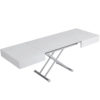 Outdoor box coffee table in flat white with silver legs - outdoor expanding dinner transformer table